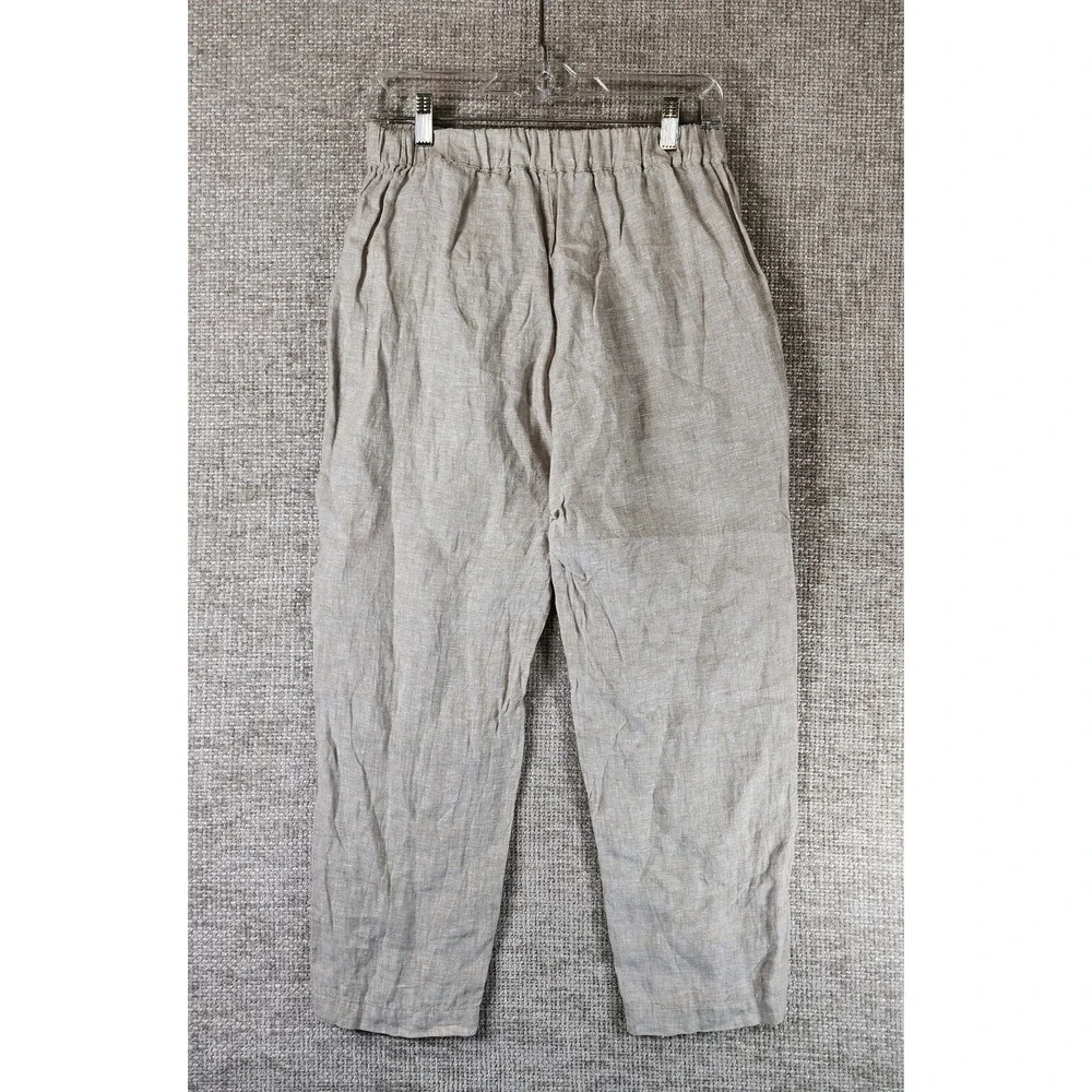 Quince 100% Linen Pants Womens S Natural Beige Pull On Light Taper Quiet Luxury